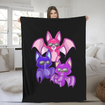 Discover Bisexual Kawaii Bat Pastel Goth Bat Anime Art Bi Pride Fleece Blankets