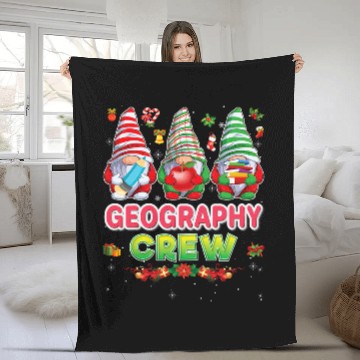 Discover Geography Crew Merry Christmas Gnomes Student Sweater Ugly Fleece Blankets