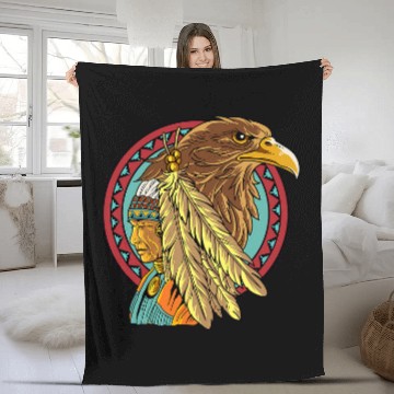 Discover Eagle Native American Indian Pride Baseball Tees Fleece Blankets
