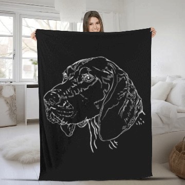Discover Drawing German Shorthaired Dog Face Pet Lover Fleece Blankets