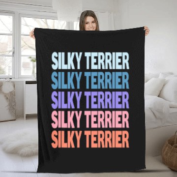 Discover Funny Modern Repeated Text Design Silky Terrier Fleece Blankets