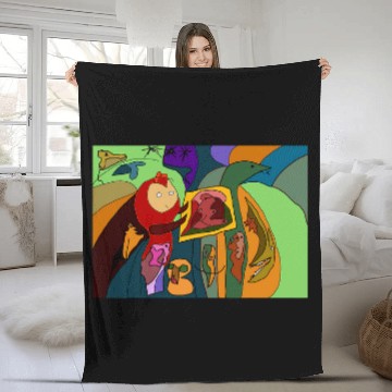 Discover Funny Colourful Creatures Abstract Art Original uniques Pizza Fleece Blankets