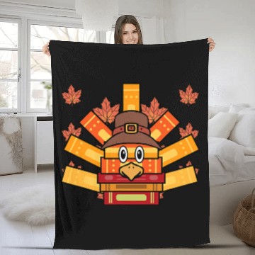 Discover Lacrosse Gift Librarian Book Reader Funny Turkey Thanksgiving Fleece Blankets