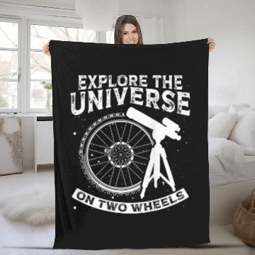 Discover Explore The Universe On Two Wheels Backprint Cycling Fleece Blankets