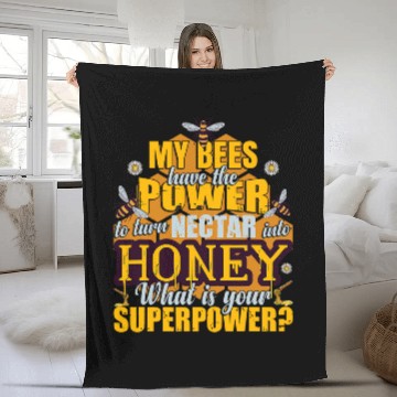 Discover Bees Hive Beekeeping Fleece Blankets