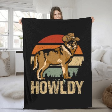 Discover Howldy Retro Howdy Howl wolfs Country Music Fleece Blankets
