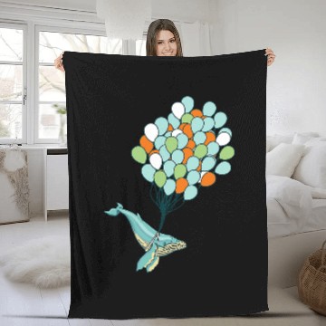 Discover Blue Whale Bunch of Balloons Illustration Baseball Tees Fleece Blankets