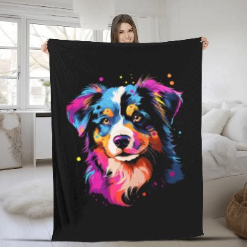 Discover Australian shepherd puppy dog 1 Baseball Tees Fleece Blankets