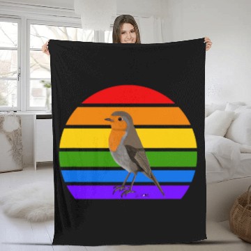 Discover Robin Bird Art Rainbow Birdlover Birdwatcher Animal Zip Fleece Blankets
