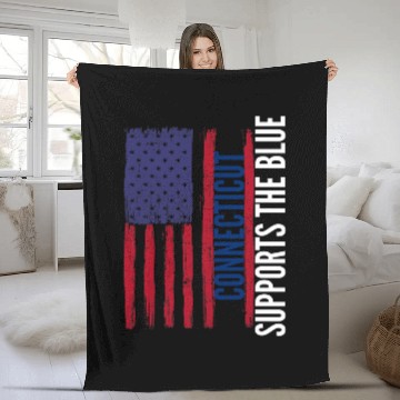 Discover Connecticut Backs the Blue American Flag Police Support Baseball Tees Fleece Blankets