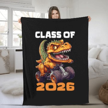 Discover Class of 2026 Dinosaur TRexs Back To School Racing Fleece Blankets