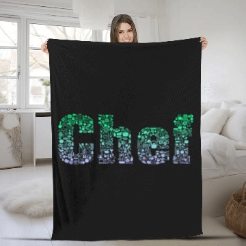 Discover Chef Icon for Chef Culinary Words Mens Cooking Fleece Blankets