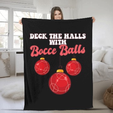 Discover Bocce Player Coachs Christmas Balls Deck The Halls Xmas Fleece Blankets