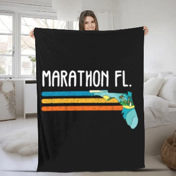 Discover Florida Keys Marathon Island Vacation vintages Retro Fleece Blankets