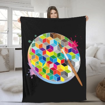 Discover Geometric colours artist palette with brush Fleece Blankets