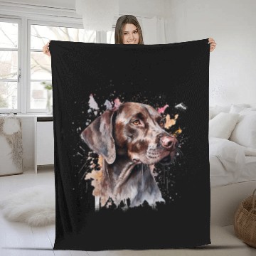 Discover Colorful German Shorthaired Pointer watercolor art Fleece Blankets
