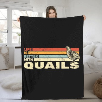 Discover Life is Better with Quails retro quail hunting Fleece Blankets