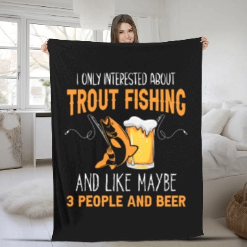 Discover Fishing Fun Trout Fishing and beer Fleece Blankets