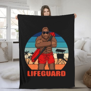 Discover bigfoots Sasquatch cryptozoology lifeguard apparel Zip Fleece Blankets