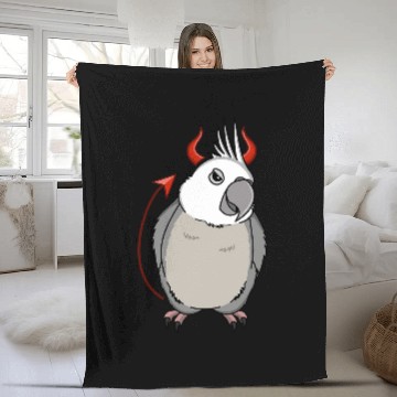 Discover Scary Devil Costume Parrot I Whitefaced Grey Cockatiel Fleece Blankets