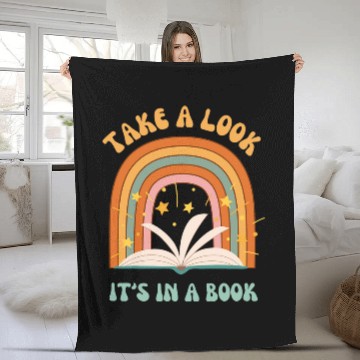 Discover Groovy vintages Rainbow Reading Take A Look Its In A Book Fleece Blankets