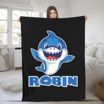 Discover Lacrosse Gift Kids Robin Boys Name Shark Gift Fleece Blankets