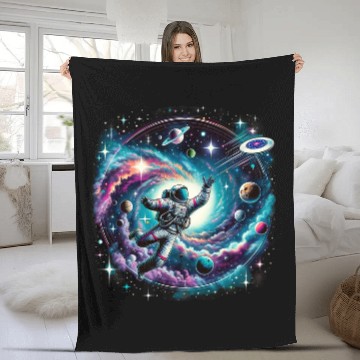 Discover Cool Galaxy Frisbee player Astronaut on Ultimate Frisbee Baseball Tees Fleece Blankets