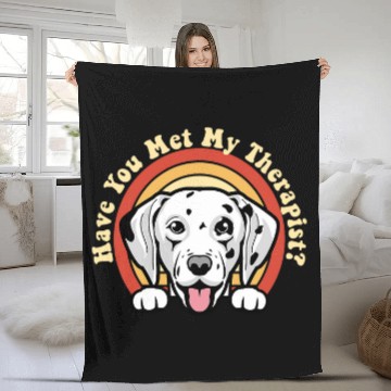 Discover Emotional Support Therapy Dog Dalmatian Breed Retro Spots Fleece Blankets