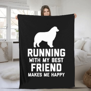 Discover Australian Shepherd Running Runners Dog Fleece Blankets