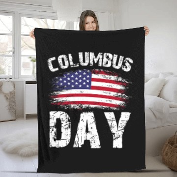 Discover Happy Columbus Day Native American US Flag Baseball Tees Fleece Blankets