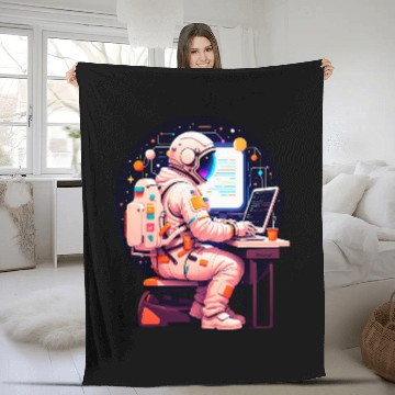 Discover Astronaut Explorer Galaxy Coding Laptop Space Fleece Blankets