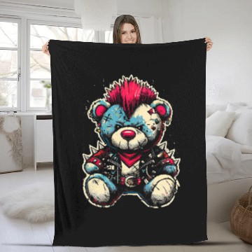 Discover Cute Rocker Teddy Bear Rock Music Fleece Blankets