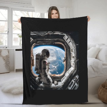 Discover Astronaut Earth Gaze Space Station Fleece Blankets