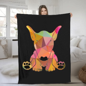 Discover English Bull Terrier Dog with Geometric Pattern Fleece Blankets