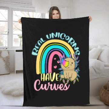 Discover Real Unicorns Have Curves Cute Rhinoceros Lovers Fleece Blankets