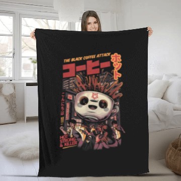 Discover Black Coffee Magic Kaiju Monster Japanese Art Zip Fleece Blankets