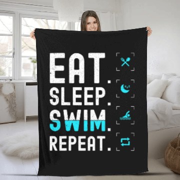 Discover Swimming Pool Eat Sleep Swim Repeat 2 Baseball Tees Fleece Blankets