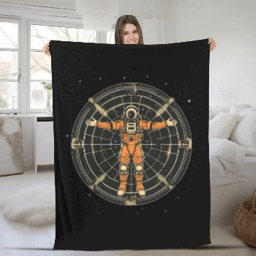 Discover Astronaut Vitruvian Man Funny Leonardo Da Vinci Graphic Zip Fleece Blankets