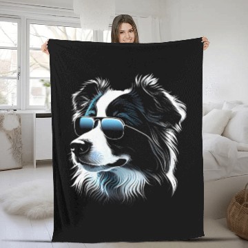 Discover Australian Shepherd Sunglasses Walking Pet Fleece Blankets