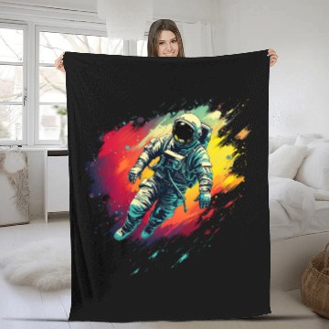 Discover astronaut floating in space Galactic spaceman Idea Creative 2 Fleece Blankets