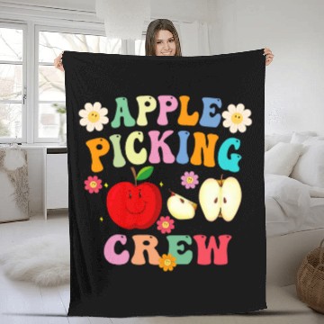 Discover Funny Apple Picking Crew Apple Harvest Outfit Fall Autumn 21 Fleece Blankets