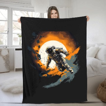 Discover astronaut floating in space Galactic spaceman Idea Creative 1 Fleece Blankets