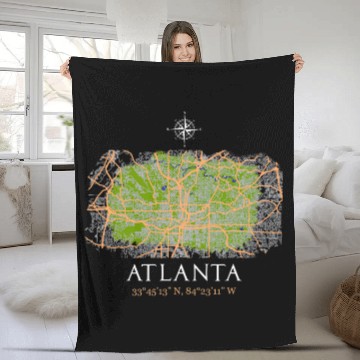 Discover Atlanta Street Map art Zip Fleece Blankets