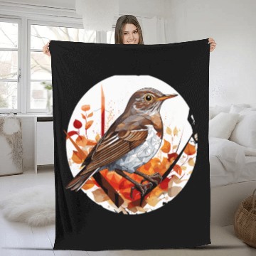 Discover Bicknells Thrush Geometric Patten ArtCute Bicknells Thrus 22 Fleece Blankets
