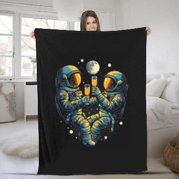 Discover Astronauts Drinking Beer in Space Funny Space Man Outerspace Fleece Blankets