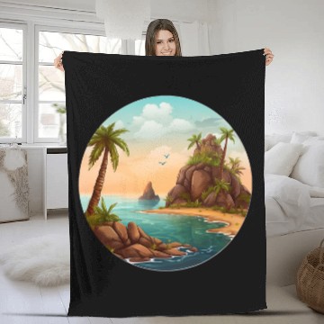 Discover Lacrosse Gift Lost Tropical Beach Fleece Blankets