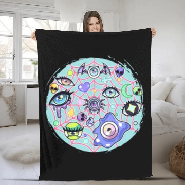 Discover Pastel Goth Eyes Spiderweb Cute Creepy Eye Gothic Spider Fleece Blankets