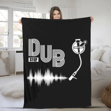 Discover Dub Step Music Vinyl DJ Record Player Fleece Blankets