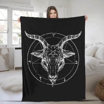 Discover Goats Lover Pentagram Satanic Goats Baphomet Witch And Goth Halloween Fleece Blankets