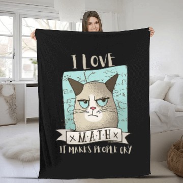 Discover Funny Cat I Love Math It Makes People Cry Teacher Nerd Fleece Blankets